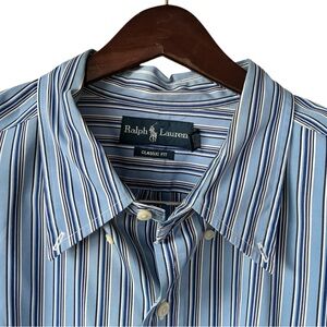 Ralph Lauren 3XB Classic Fit Blue Striped Button Down Big & Tall